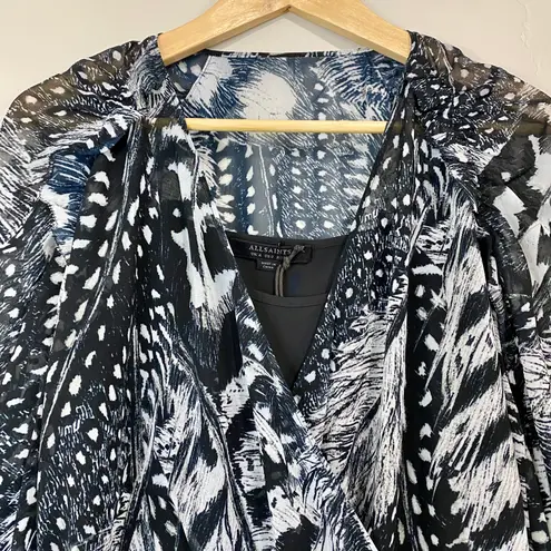 All Saints Women’s Fara Stretto Top Sheer Blouse w/ Tank Black & White Sz 0 NWT