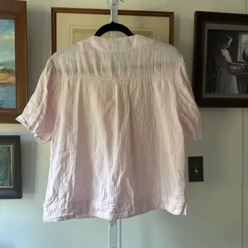 Lilla P Pink Relaxed Boxy Short Sleeve Blouse Size M