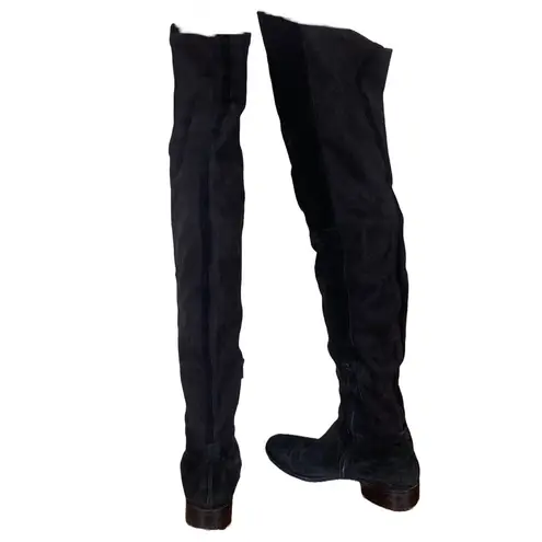 ALCHIMIA DI BALLIN BLACK SUEDE OVER THE KNEE LOW HEEL BOOTS (37.5) Size 6.5