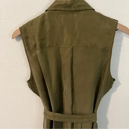 Slate + Willow Olive Green Sleeveless Button Tie Front Cargo Dress Size 8