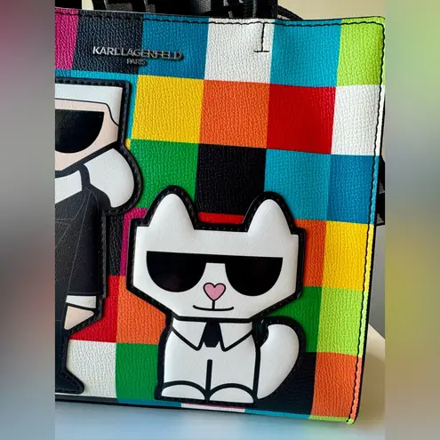 Karl Lagerfeld Maybelle Choupette Multicolor Satchel w Matching Coin Purse NWT