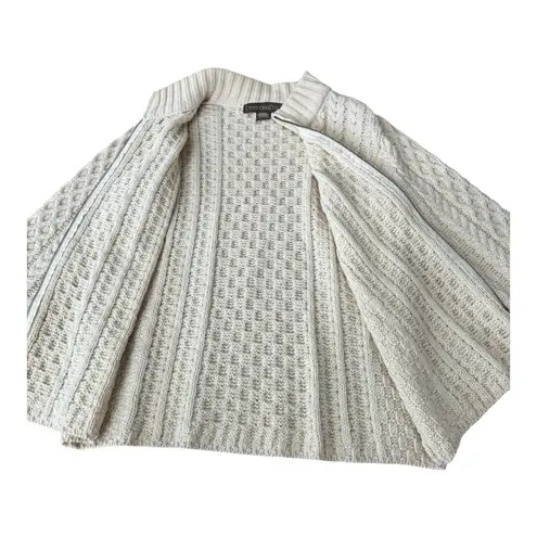 Inis Crafts Irish Cream Wool Zip Cable Knit high neck Cardigan size large