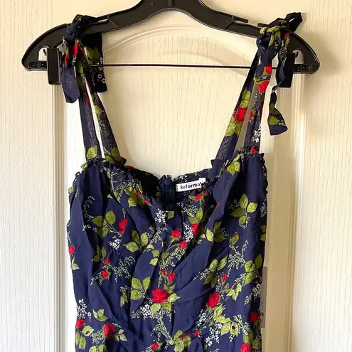 Reformation  Nikita Floral Midi Dress Wedding Viscose Bordeaux Size 8 NWT