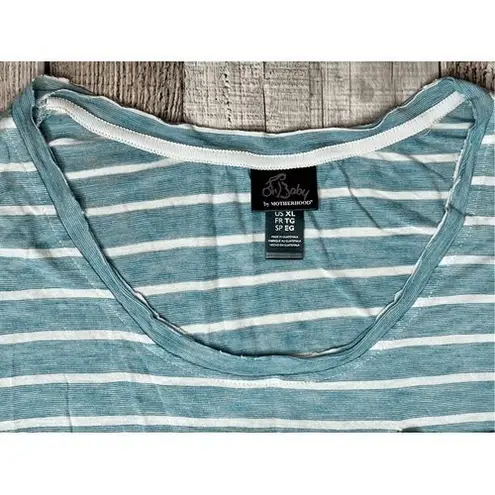 Oh Baby by Motherhood Blue Stripe Jersey Distressed Maternity T