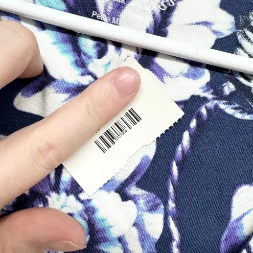 Soft Surroundings Petite Blue White Floral Cap Sleeve Faux Wrap Style Midi Dress