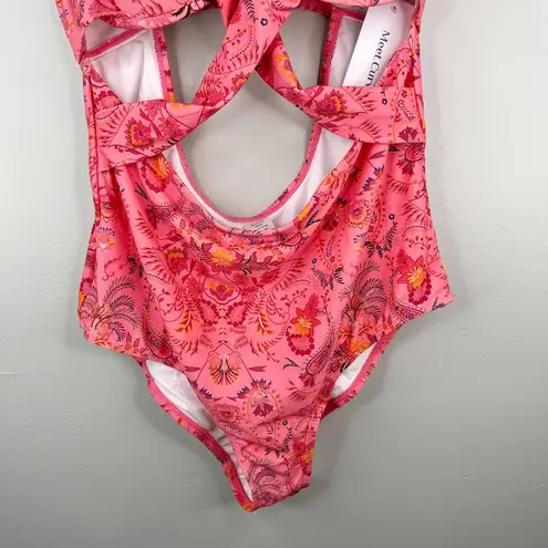 One Piece Meet.Curve Floral Swimsuit Swimsuit XL Pink New