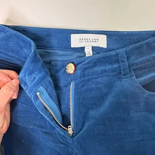 Derek Lam 10 Crosby Blue Velvet High Waist Crop Flare Pants 2