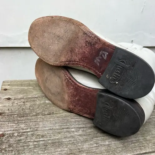 Justin Boots Vintage 90s White Eggshell Pearl Roper Pull On Cowgirl Western 6.5B