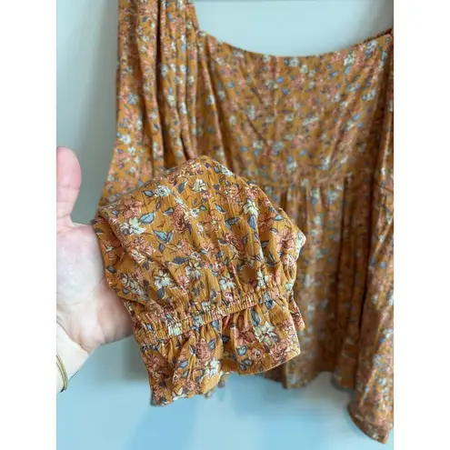 Hudson Gray Long Belle Sleeve Floral Blouse Size Large Orange