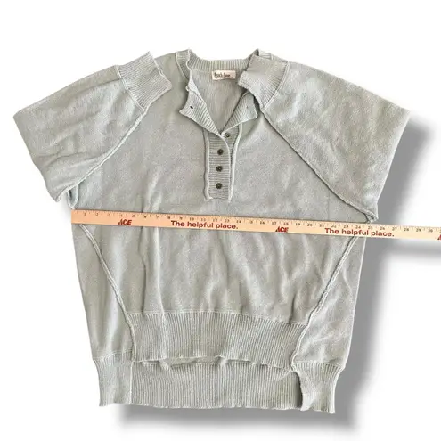 Peach Love California Sage Henley Sweater Womens M Soft Knit Pullover Ribbed Hem