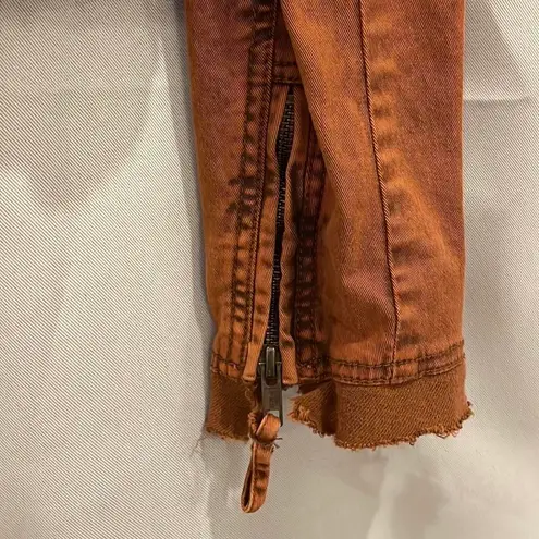 Free People  Burnt Orange Asymmetrical Hem Cropped Jacket