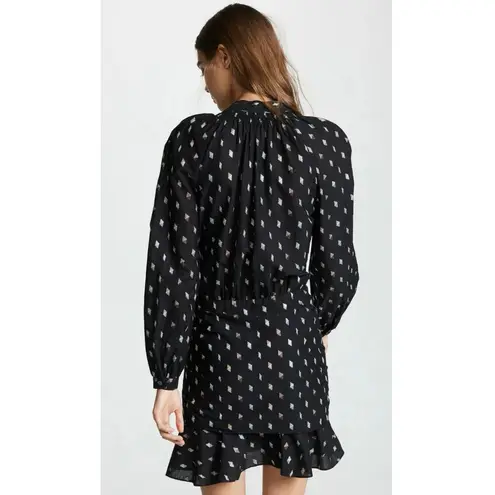 Veronica Beard Black Alia Metallic Geometric Long Sleeve Mini Dress Size 2 XS