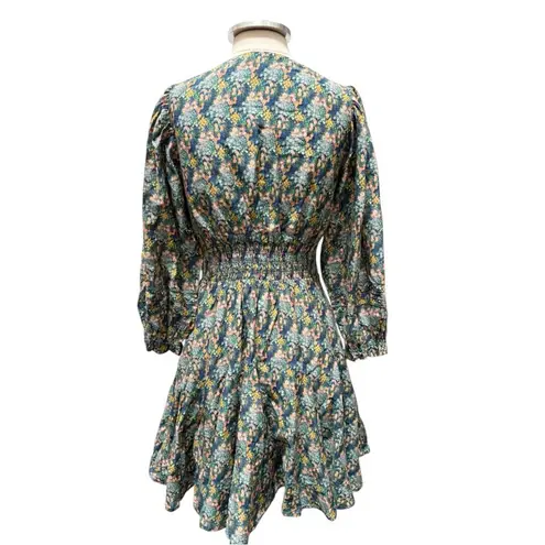 Trovata Silk Blend Celestial Custer Long Sleeve V neck Dress Size Small Blue