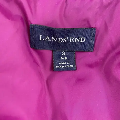 Lands' End  Women's Down Puffer Vest Size Small Pockets Snap‎ Front Pink Outdoor