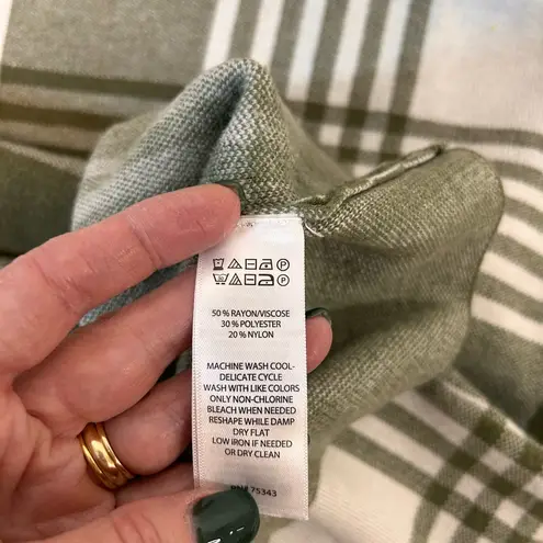 Max Studio  Green & White plaid mock neck long sleeve pullover sweater Women’s XL