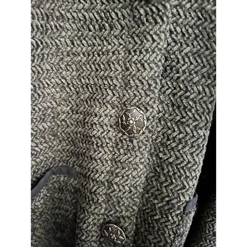 Jane Ashley Plus Cardigan 3X Moss Green Herringbone Knit Floral Button Oversized