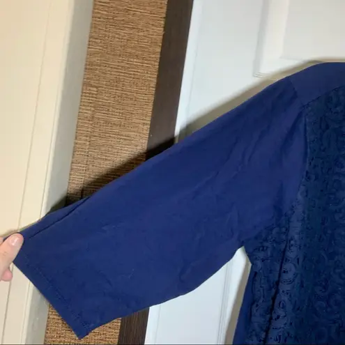 Rebecca Malone Navy Lace Front 3/4 Sleeve Blouse size 2X