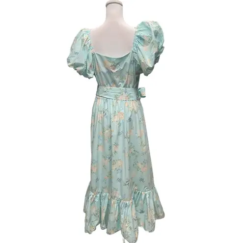 Love Shack Fancy  x Target Estelle Maxi Puff Sleeve Blue Floral Dress Size …‎