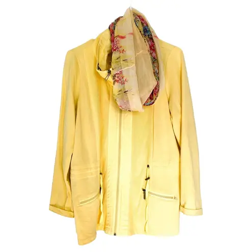 Bonita Basic Susi Yellow Activewear Jacket with Floral Scarf Size Large