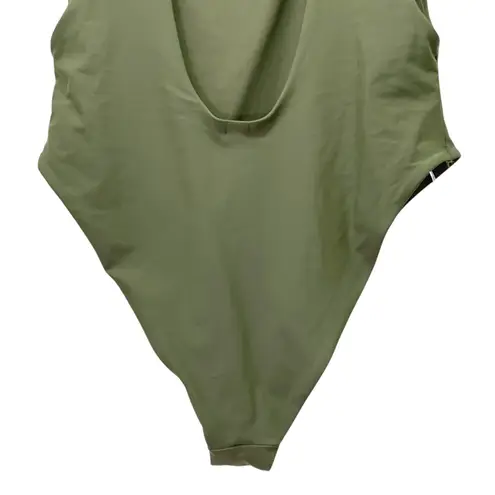 Aerie  Super Scoop One Piece Swimsuit Size XL Olive Green Hi Cut Cheeky Swimwear