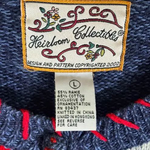 VTG Heirloom Collectibles Patriotic Patchwork Cardigan Sweater L Red White Blue Size L