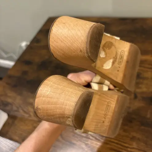 Coach  Clogs Cognac Wood Platform Mules Slide Eliana Tropical Sandals Sz 7 - Image 4