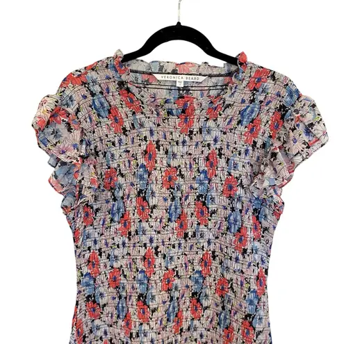 Veronica Beard Cici Floral Smocked Mini Dress Size 10