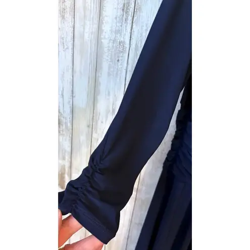Ny Collection Navy A-Line Dress Ruching Waist Sleeves Plus Size 1X NWT