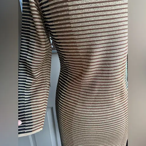 Ming Wang shimmer striped knit body con dress, size small petite