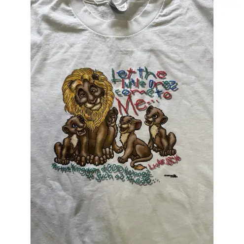 Vintage 90's Religous T Let Tge Little Ones Come To Me Bible quote T shirt 90's White Size L