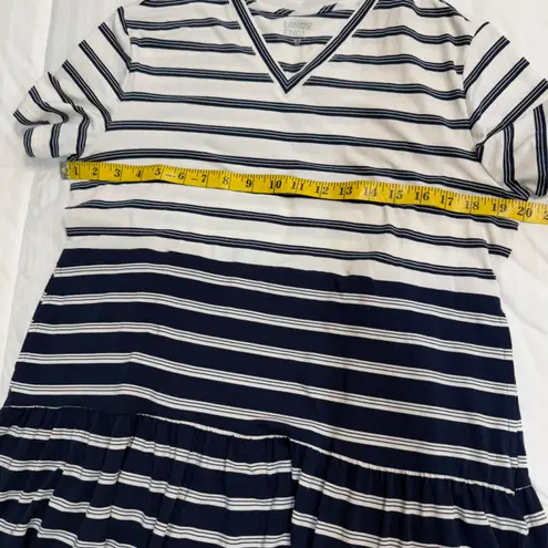 Lands' End Navy and White Striped Tiered V