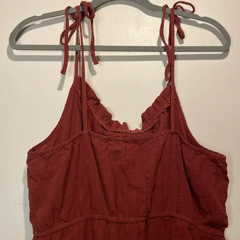 SheIn - Rust Color Shorts Romper Gauzy w/ Convertible Straps and Belt- Size L - Image 4