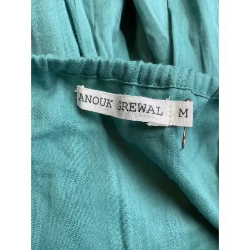 Anouk Grewal Green Maxi Dress Embroidered Lemon Tiered Sleeveless Medium