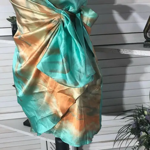 Angel Biba Tie Dye Wrap Mini Dress Satin Bow Size Small