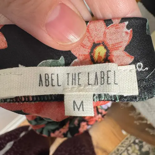 Abel the label Able The Label Skirt Women Size M Black Orange Purple Floral Midi Satin Spring