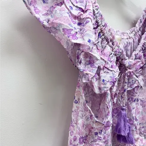 Love Shack Fancy  Dorin Off-the-Shoulder Crop Top in Purple Iris - Image 5