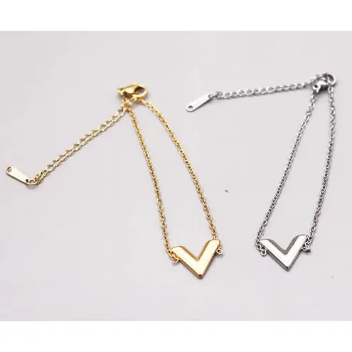 Boutique Dainty Yellow Gold Filled V-Shape Bracelet, 7-9”