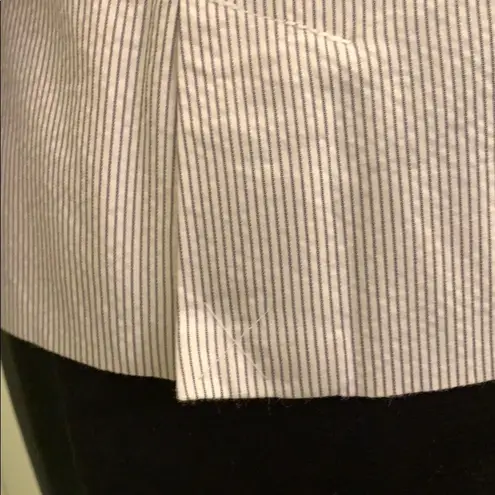 Ann Taylor LOFT Gray/White Stripe Seersucker Jacket.