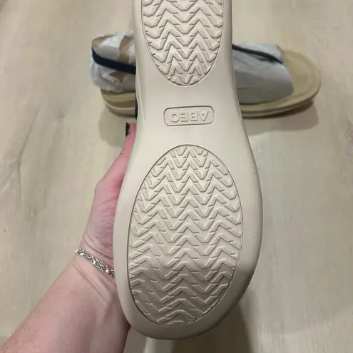 ABEO Oasis T Strap Sandals, Navy, 10 Neutral Blue