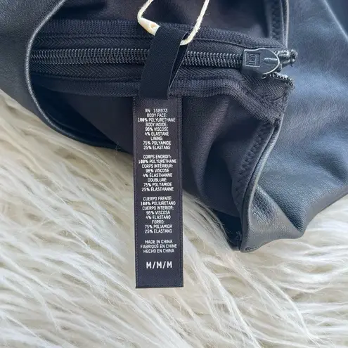 SKIMS Faux Leather Crew Neck Cropped Top Onyx Size Medium