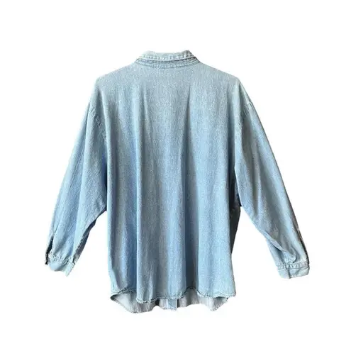 Vintage, long sleeve, chambray floral, rose shirt Size L