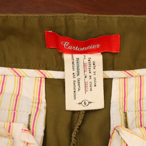 Cartonnier Anthropologie Trouser Ankle Pants Women's 6 Green Cutout Hem Stretch