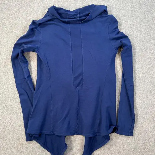 Splits Fifty Nine Open Front Drape Cardigan Top Women's Small Navy Blue Terry