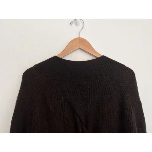 Skull Cashmere Sweater S Brown Ribbed Twist Belted Long Cardigan Cashmere Wool