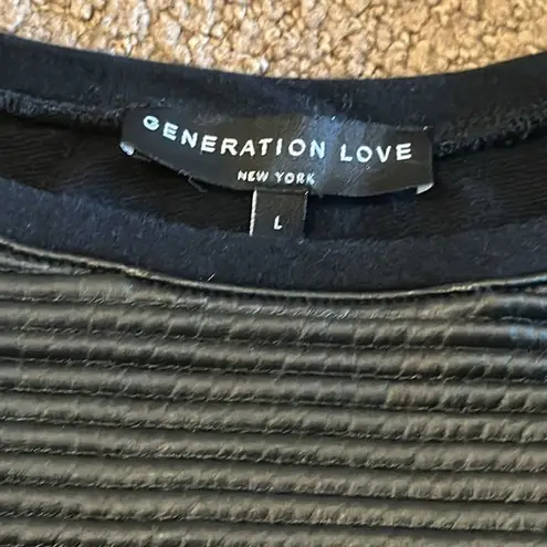 Generation Love  Black on Black Textured Long Sleeve Top - Size L