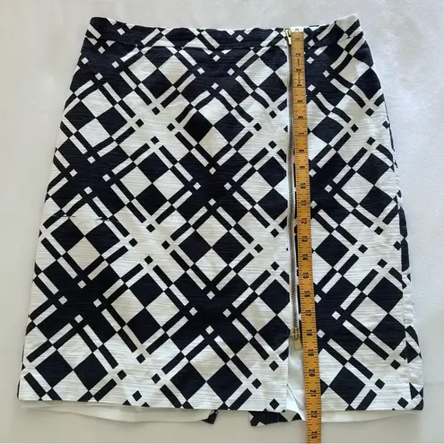 Talbots  | Black & White Geometric Short Pencil Skirt Gold Zipper | Size 14P