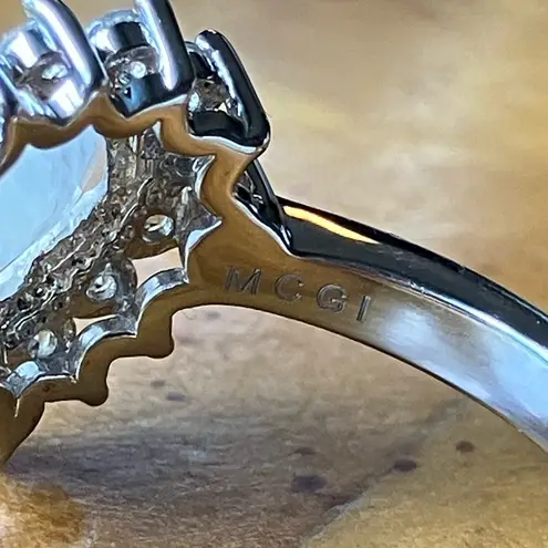 Natural Rainbow Moonstone Sterling Silver Heart Ring Size 8.75