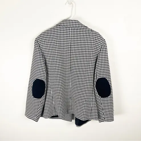 Kasper Houndstooth Long Sleeves Elbow Patches Lined Single Button Blazer 24W