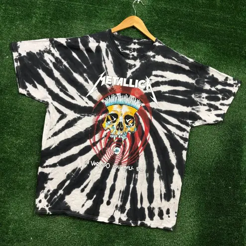 Metallica “In Vertigo You Will Be” white and black tie-dye T-shirt, size 2XL