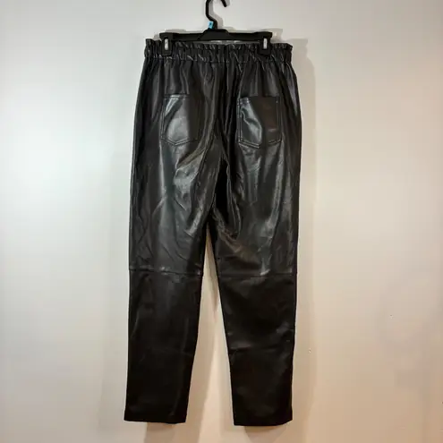 Molly Bracken Vegan Leather Pants High Waist Drawstring Tapered Leg Size L